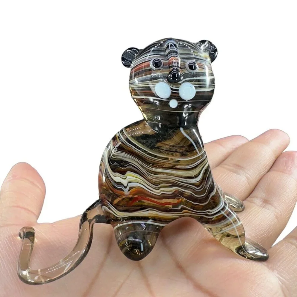 Venetian Slag Art Glass Small Figurine Bear‎ Animal Dog Delicate Glass Figurine